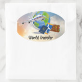 Wereldreiziger, ontwerp 2 ovale sticker (Tas)