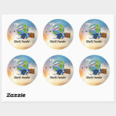 Wereldreiziger, ontwerp 2 ronde sticker (Vel)