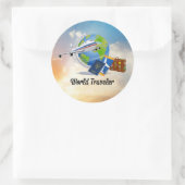 Wereldreiziger, ontwerp 2 ronde sticker (Tas)