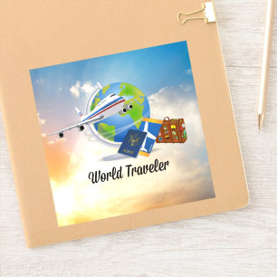 Wereldreiziger, ontwerp 2,  sticker
