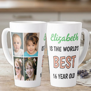 Werelds beste 16-jarige 4 foto groene perzik latte mok