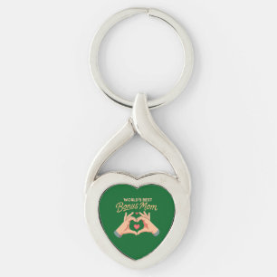 Werelds Beste Bonus Moeder Stiefmoeder Hart Hand Sleutelhanger