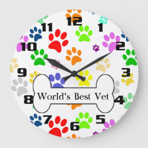 werelds beste dierenarts Colorful Pet Paws Grote Klok