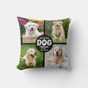 Werelds Beste Hond Moeder Custom 4 Foto Zwart Wit Kussen
