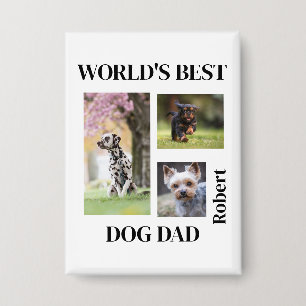 Werelds Beste Hond Papa Cadeau met Naam op Maat Button
