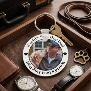 Werelds Beste Hond Papa Modern Elegant Zwart wit Sleutelhanger
