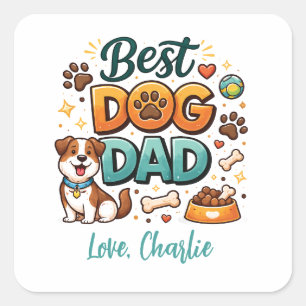 Werelds Beste Hond Papa   Op maat gemaakte Vaderda Vierkante Sticker