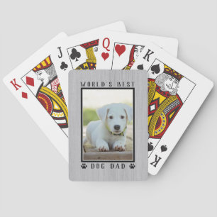 Werelds Beste Hond Papa Pootafdrukken Foto Rustiek Pokerkaarten