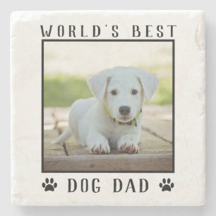 Werelds Beste Hond Papa Pootafdrukken Huisdier Fot Stenen Onderzetter