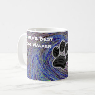 Werelds Beste Hond Walker Blauwe Spiraal Puppy Paw Koffiemok