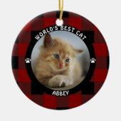 WERELDS BESTE KAT Rode Buffalo Check Persoonlijk Keramisch Ornament (Voorkant)