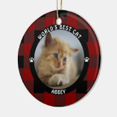 WERELDS BESTE KAT Rode Buffalo Check Persoonlijk Keramisch Ornament (Links)