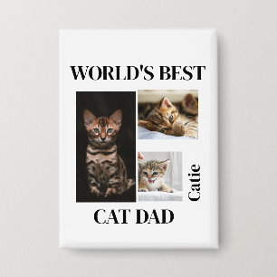 Werelds Beste Kattenpapa Cadeau met Naam Button