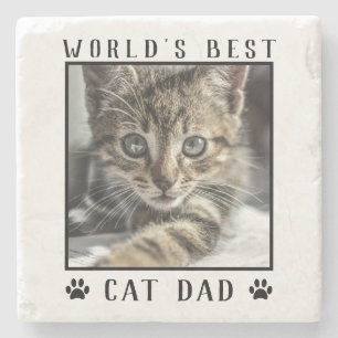 Werelds Beste Kattenpapa Pootafdrukken Huisdier Fo Stenen Onderzetter