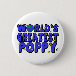 Werelds Beste Klaproos Ronde Button 5,7 Cm