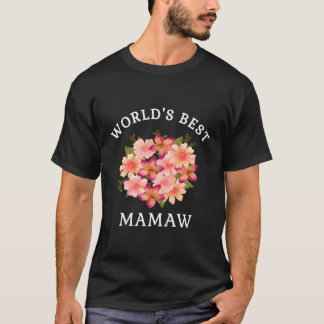 Werelds Beste Mamaw Roze Perzik Bloem Oma Gift T-shirt