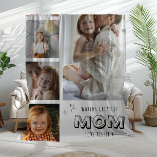 Werelds Beste Moeder Trendy Fotostrip Fleece Deken