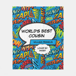 Werelds Beste Neef Cool Fun Strips Blauwe Fleece Deken
