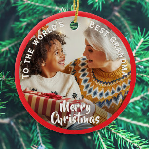 Werelds Beste Oma Persoonlijke Foto Kerstmis Keramisch Ornament