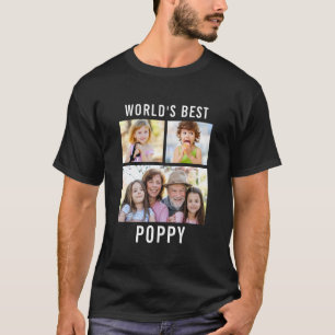 Werelds Beste Opa 3 Foto Collage Tekst Zwart T-shirt