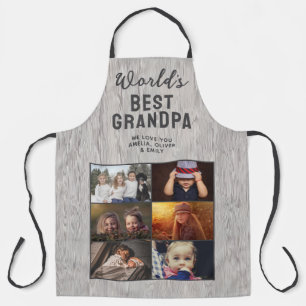 Werelds Beste Opa Hout 6 Foto Collage Schort