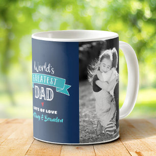 Werelds Beste Papa 2 Foto Turquoise Type Navy Koffiemok