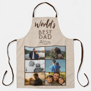 Werelds Beste Papa Rustic Linen 6 Foto Collage Schort