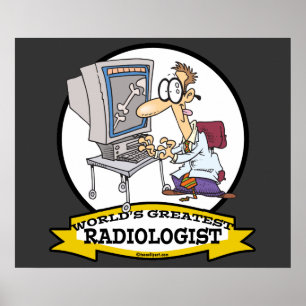 WERELDS BESTE RADIOLOOG MANNEN CARTOON POSTER