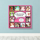 Werelds Beste Stiefmoeder 12 Foto Roze Fun Canvas Afdruk (Insitu (Houten vloer))