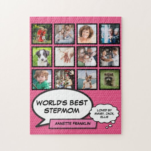 Werelds Beste Stiefmoeder 12 Foto Roze Modern Legpuzzel (Verticaal)