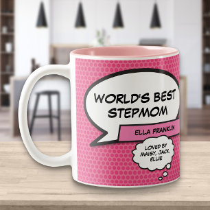 Werelds Beste Stiefmoeder Bonus Moeder Fun Roze Tweekleurige Koffiemok