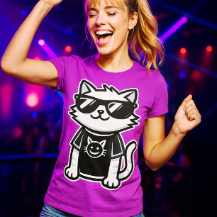 Werelds Coolste Kat met Zonnebril Paars T-shirt