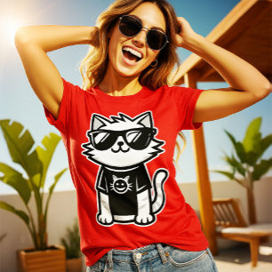 Werelds Coolste Kat met Zonnebril Rood T-shirt