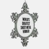 Werelds grootste plaatbewerker tin sneeuwvlok ornament (Links)