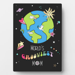 Werelds Groovyeste Moeder Uniek Hippie Retro Cadea Fotoplaat