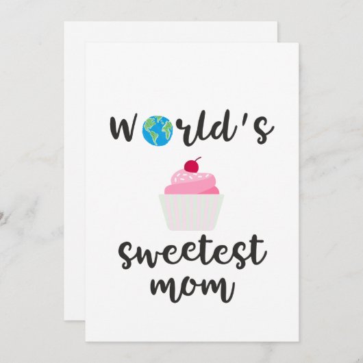 Werelds liefste moeder quote cupcake in roze feestdagenkaart (Voorkant / Achterkant)