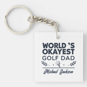 Werelds Oké Golf Papa Aangepaste Naam Ontwerp Sleutelhanger