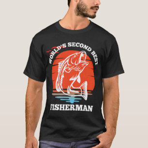 Werelds tweede beste visser - grappige visserij t- t-shirt