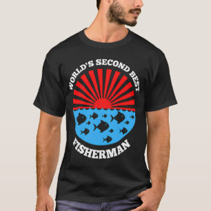 Werelds tweede beste visser - grappige visserij t- t-shirt