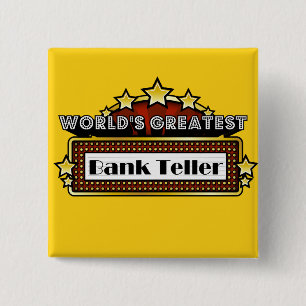 Wereldste bankverkoper vierkante button 5,1 cm