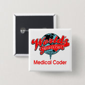 Wereldste medische code vierkante button 5,1 cm (Voorkant /achterkant)