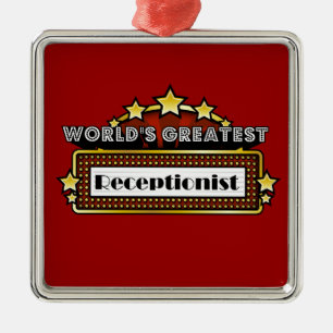Wereldste receptioniste metalen ornament