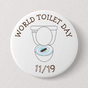Wereldtoiletdag 19 november grappige Feestdagen Ronde Button 7,6 Cm