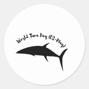 Wereldtonijndag 2 mei zwart wit ronde sticker