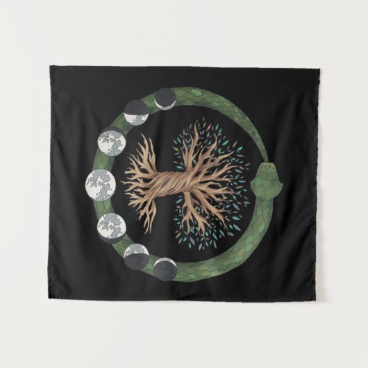 Wereldtop-serpent en wereldstructuur wandkleed (Voorkant (horizontaal))