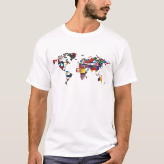 wereldvlag voor kaart t-shirt