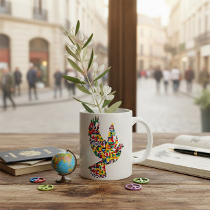 Wereldvlaggen van de vredesduif koffiemok