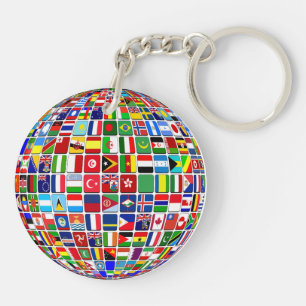 Wereldvlaggen Wereldbol, Internationaal, Sleutelhanger