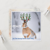 Wereldvrede: Holly Crown Hare Peace Love Kaart (Voorkant / Achterkant in situ)