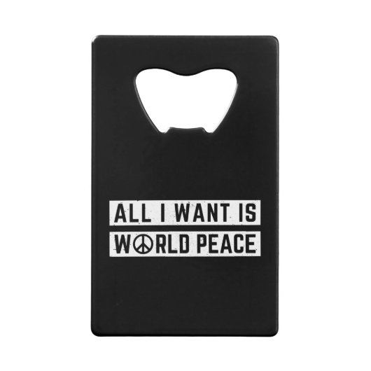 Wereldvrede Kredietkaart Flessenopener (Voorkant)